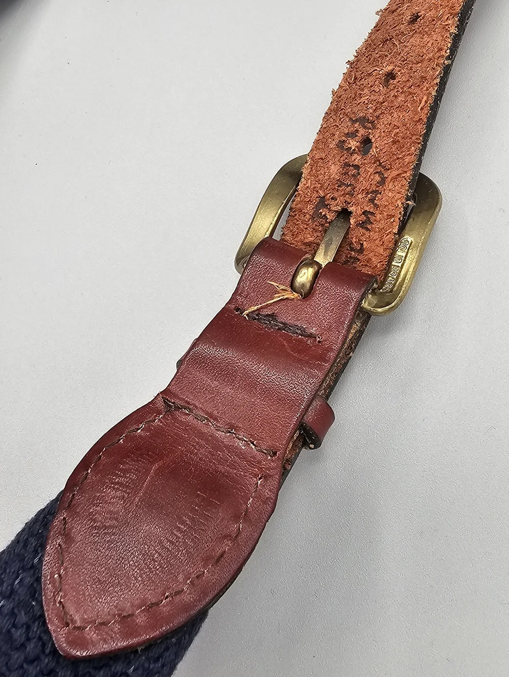 University Michigan Wolverines Belt Leather Mens 38 Handmade Solid Brass Blue